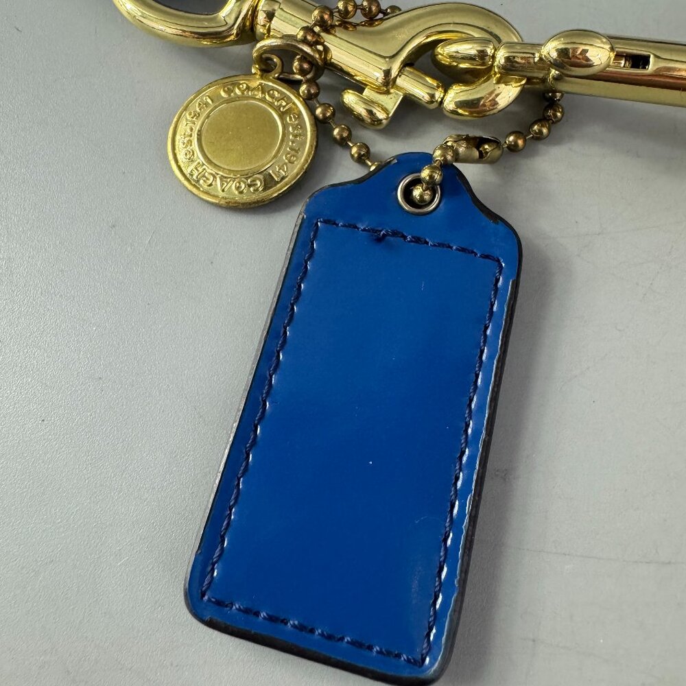 Coach Blue Cotton with Blue Patent Leather Accents Adjustable Strap w/ Fob - Picture 8 of 12